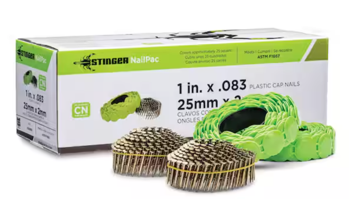 Stinger Cap Roofing Nails 1 in.x .083 (25 mm. x 2 mm.) - 2000 per box